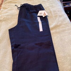 Two pairs linen pants black and navy 29” inseam